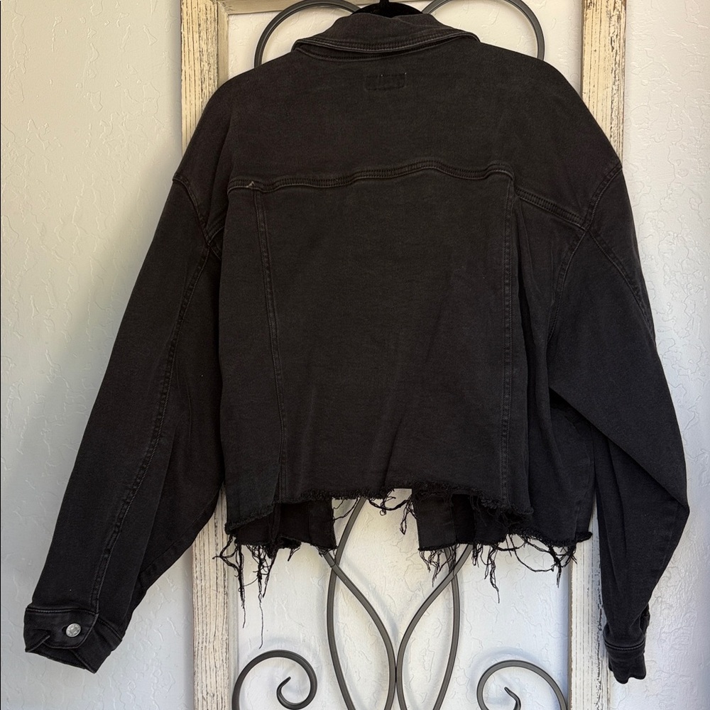 Ava & Viv | Distressed Black Jean Jacket | Black | Size 3X - Picture 3 of 6
